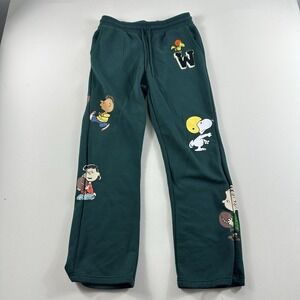 Aeropostale X Peanuts‎ Snoopy Winter Joggers Sweatpants Green Fleece Adult Small